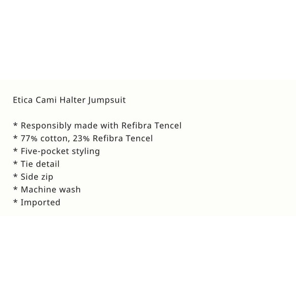 NWT ETICA Cami Halter Black Pearl Denim Jumpsuit Crop Wide Leg Size L - Picture 5 of 16